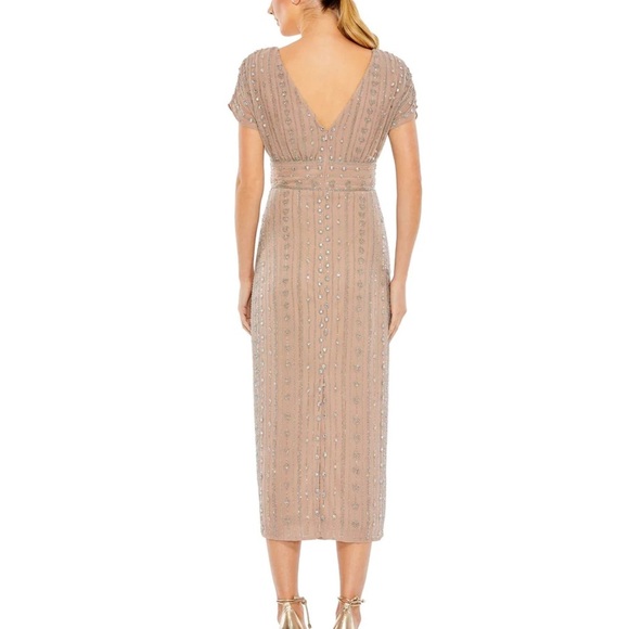 (135) ❤️ BNWT MAC DUGGAL BEADED CAP SLEEVE COLUMN MIDI DRESS #93649 - Picture 3 of 9